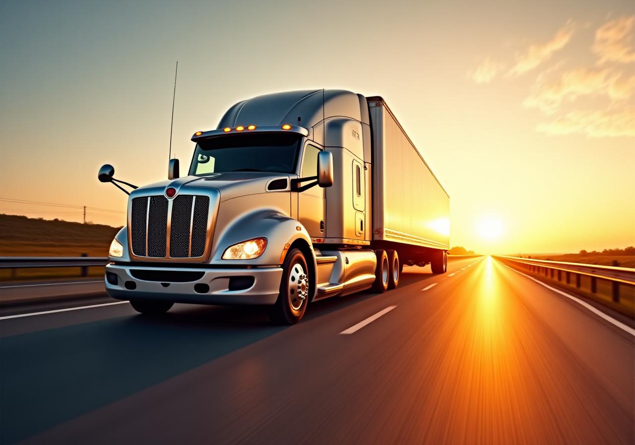 Modern heavy-duty truck on the open road